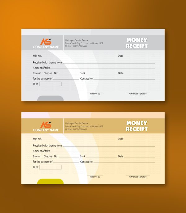 Money Receipt for company