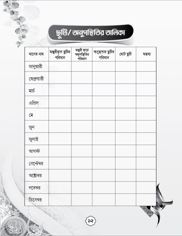 মাদরাসা রেকর্ড বই ডিজাইন