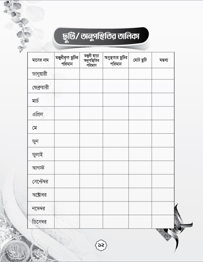 মাদরাসা রেকর্ড বই ডিজাইন