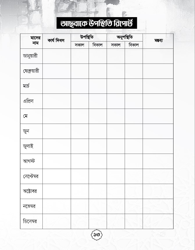 মাদরাসা রেকর্ড বই ডিজাইন